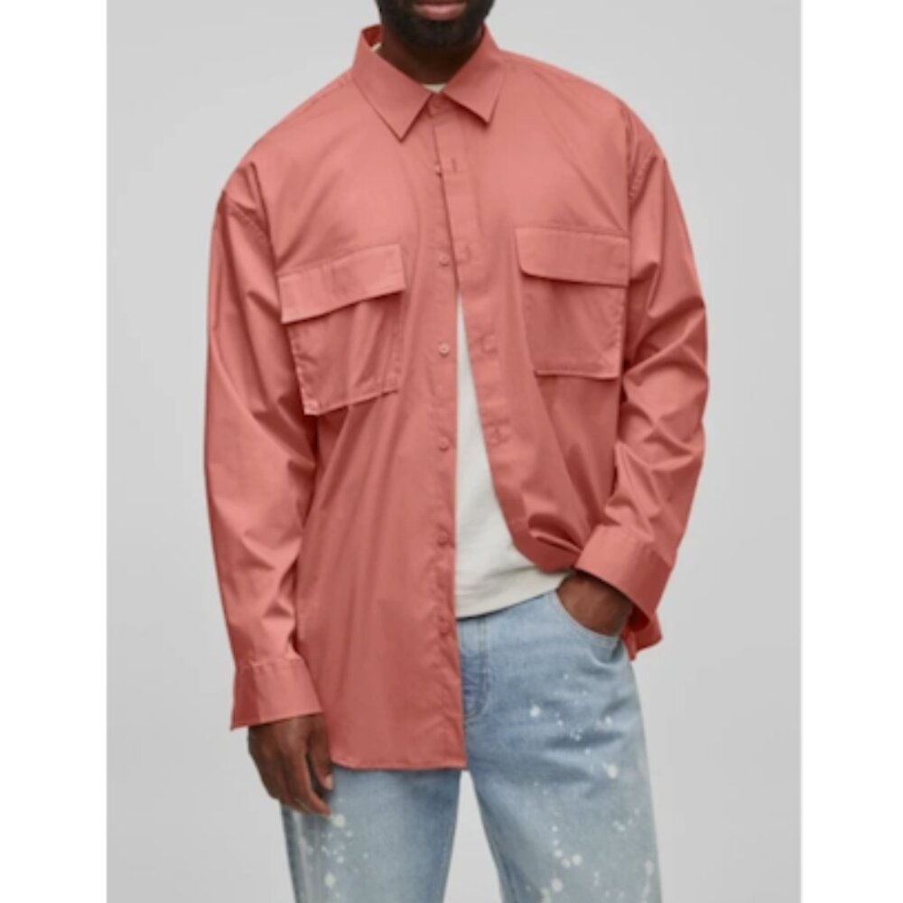 Mode of One Men's Long Sleeve Button Front Utility Shirt Sunbaked Clay Size XL
